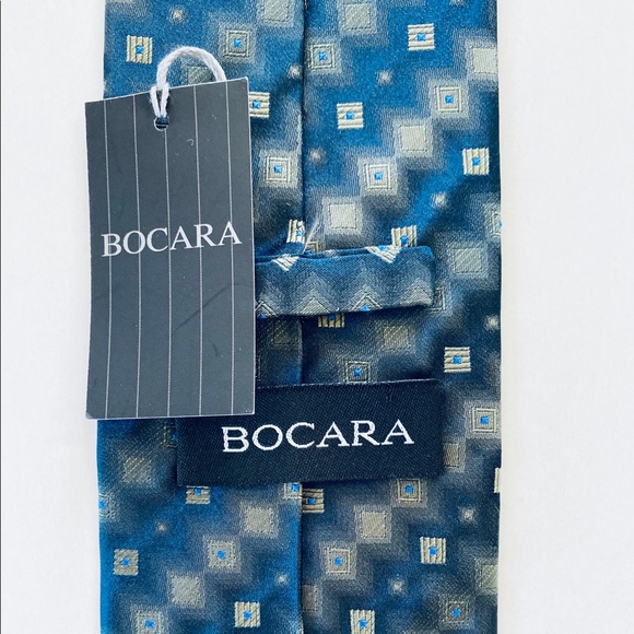 Bocara navy blue silk hand made New tie - Picture 2 of 8
